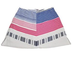 Lady Hagen White Skort with Blue, Pink & Navy Chevron Stripe Detail | Size 14